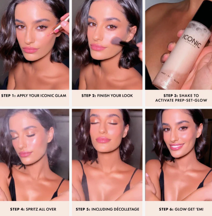 ICONIC LNODON MINI PREP SET GLOW HYDRATING GLOWY SETTING SPRAY